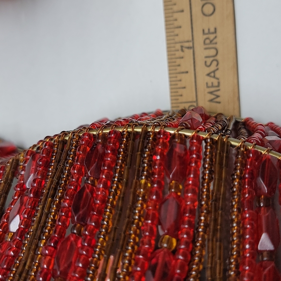 Partylite Pair of Moroccan Red & Gold Beaded Tealight Sconces - Picture 10 of 14